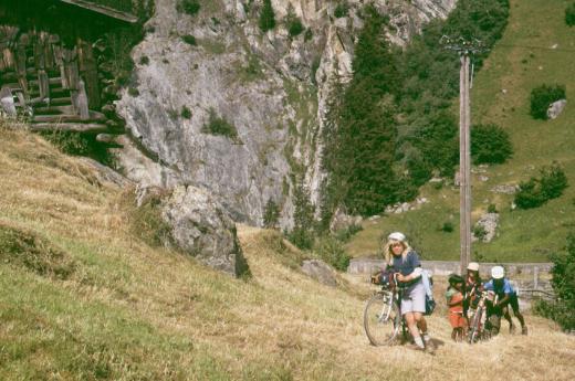 Switzerland: nice camping spots are not always easy to access, but with bicycle always within reach