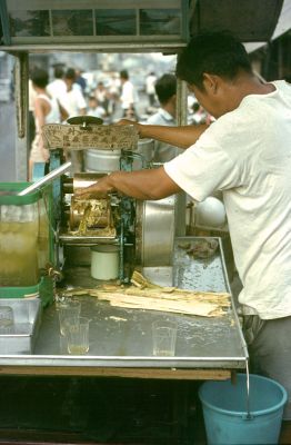 pressing juice from sugar cane