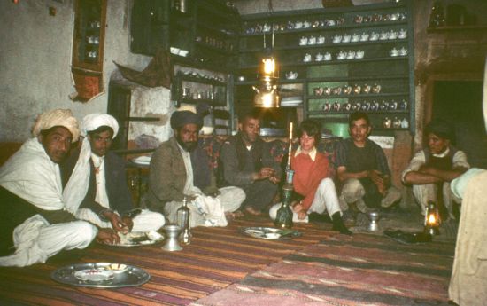 Eating in a desert teahouse in Afghanistan