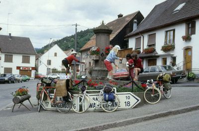 France: filling up bottles at a village well