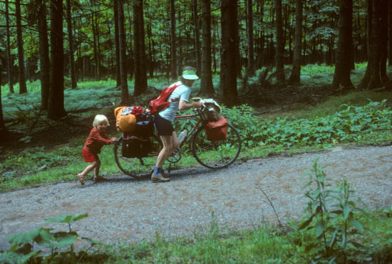 To stretch your little legs, help Mum to push uphill