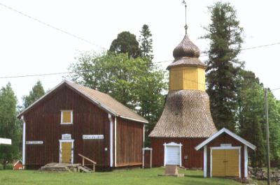 Finland: little wooden church often outside the present-day village