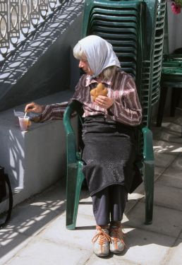 Visiting the holy chapels, women have to cover their heads, even an old tea towel will do