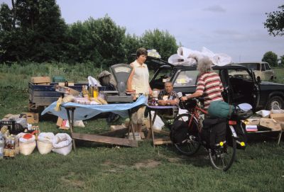 Open air markets are easy accessible for cyclists