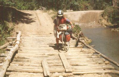 The road towards the end (i.e. the Mekong again to cross it to Thailand) became worse and bridges were none existent or could hardly be called that way