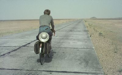 Henny on the concrete desert road