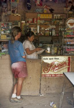 shopping in Latin-America during our cycling, handy small "tiendas"