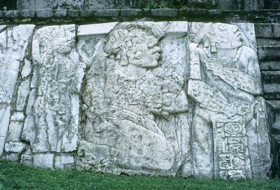 Mayan reliefs of Palenque in the tropical forest of Mexico